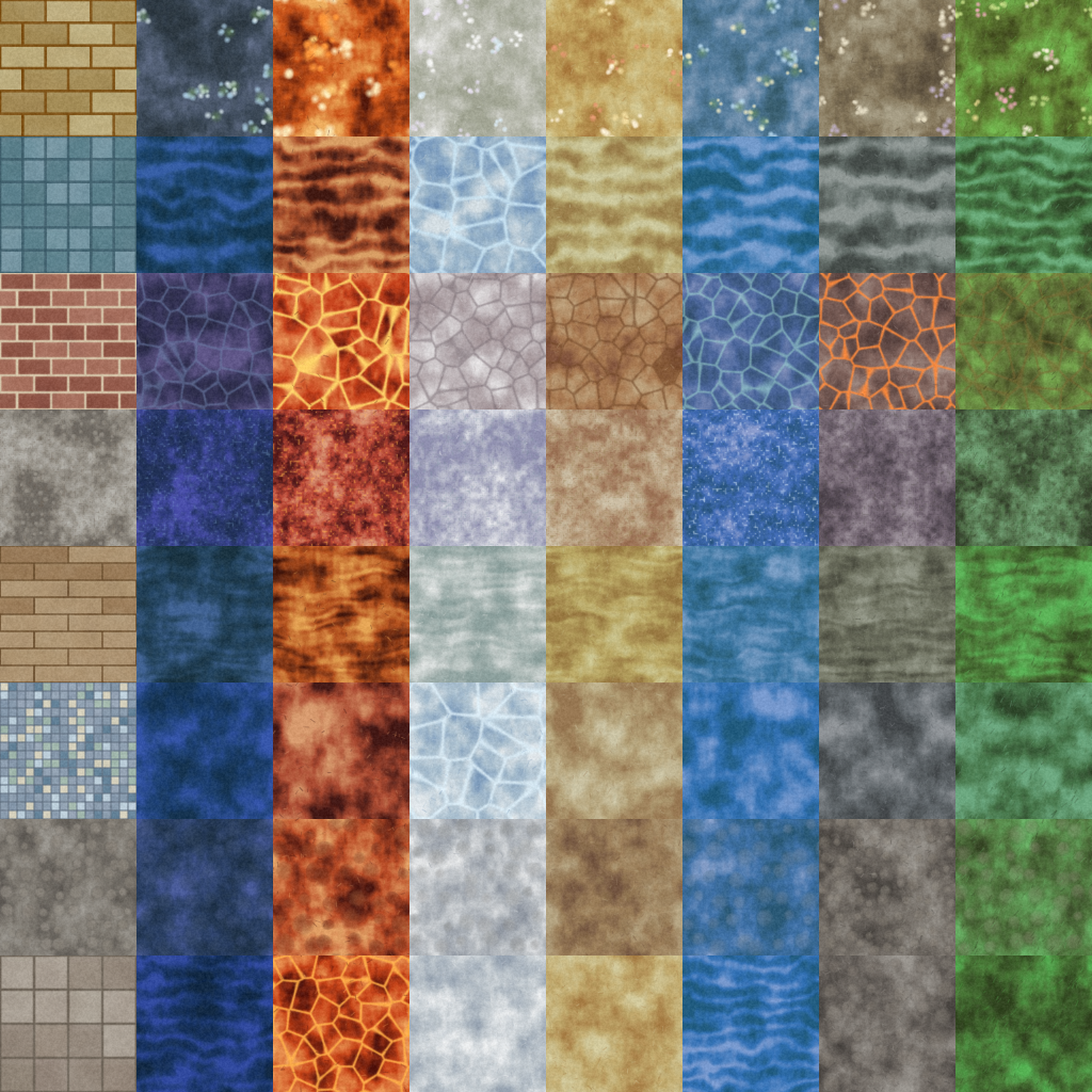 The sixty-four tiles, as delivered