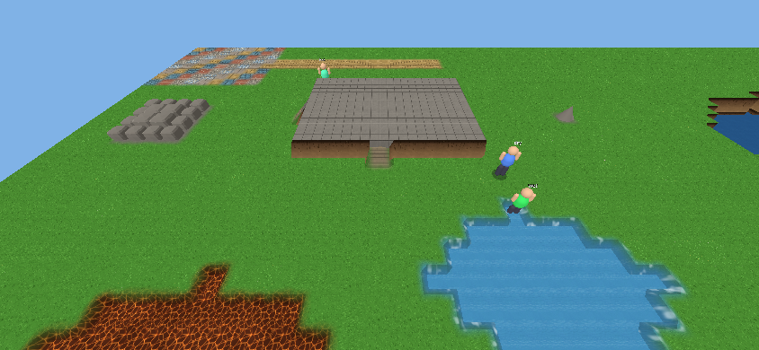 The big plateau, its ramps, the boulder square and the lava pool
