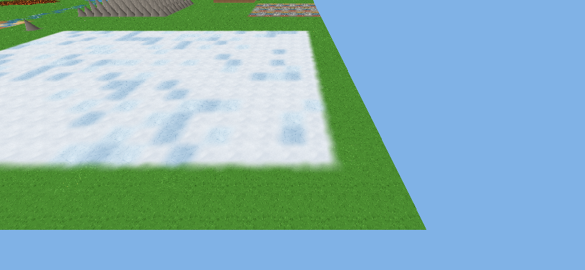 The snow field's corner at the game's own distance